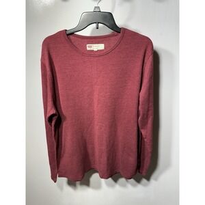 Levi's Mens Long Sleeve Crew Neck Thermal Knit T-Shirt Burgundy Red Size XL